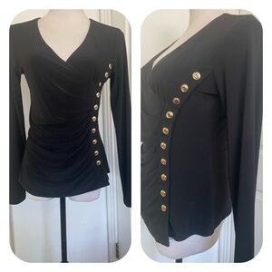 Joseph Ribkoff Black Button Closure Top